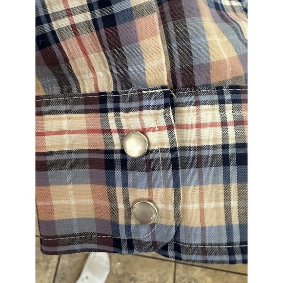 Levis Mens Pearl Snap Western Shirt Size M Plaid Long Sleeve - Picture 6 of 7